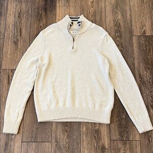 Aeropostale Cream 1/4 Zip Pullover Sweater Mens Size XL